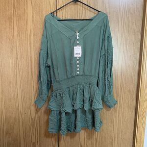 NWT Free People Women’s Large The Romy Green Dress